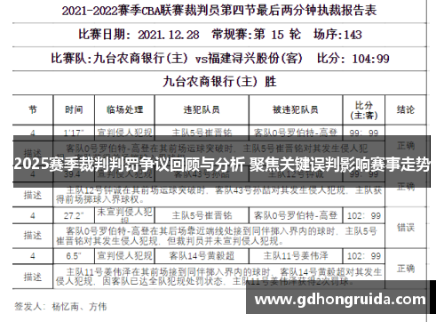 2025赛季裁判判罚争议回顾与分析 聚焦关键误判影响赛事走势